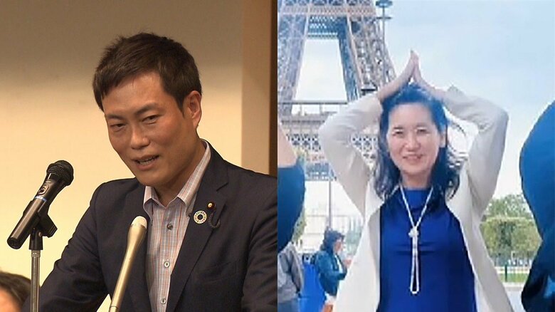 東京地検の捜査を受けている秋本真利衆院議員（左）と、フランス研修を巡り批判を浴びている松川るい参院議員