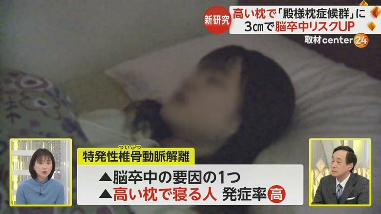 「特発性椎骨（ついこつ）動脈解離」は高い枕で寝る人ほど発狂率が高かった