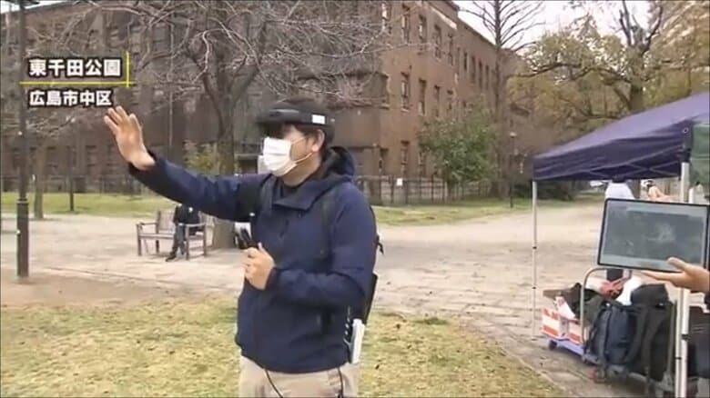 MR=複合現実グラスをつけた鈴木記者