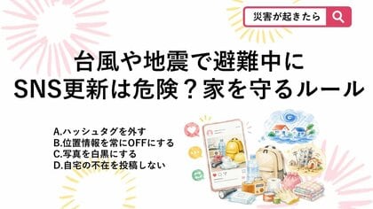 【防災クイズ】避難中の空き巣被害を防ぐ！大雨や地震のときに「SNS更新」で注意すべき防犯対策は？