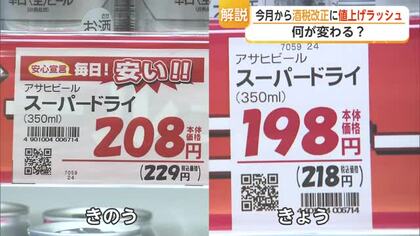 ビールは安く、発泡酒は高く…酒税一本化で価格に変化　10月から値上げ続々【佐賀県】