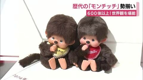 ブーム再燃！歴代のぬいぐるみが勢揃い　静岡でモンチッチ展　記念グッズも販売