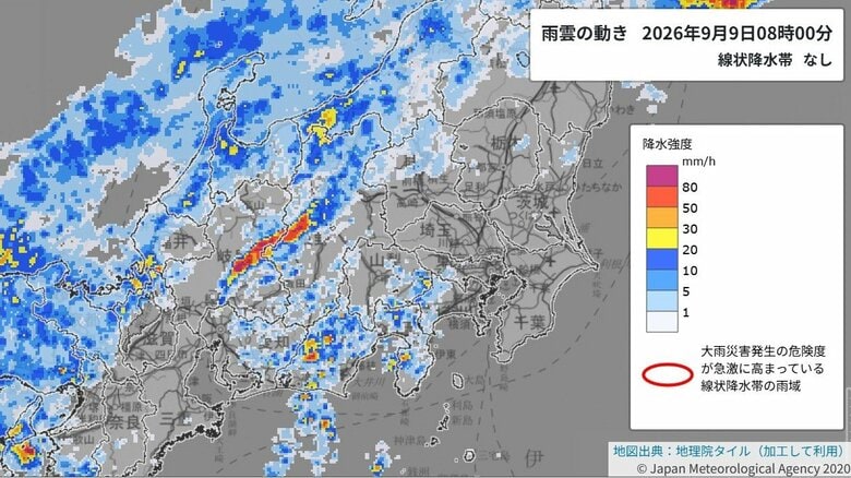 関東甲信地方では「警報級の大雨」となる期間や地域が拡大する可能性　24時間予想降水量は関東地方北部・南部100ミリ 、甲信地方120ミリ、伊豆諸島 60ミリ（10日午前6時まで 多い所で）｜FNNプライムオンライン