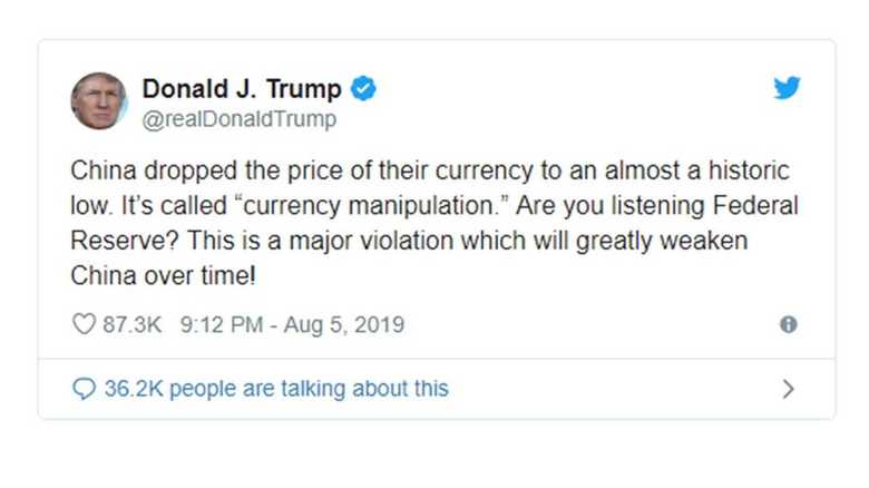 トランプ大統領の公式ツイッターより