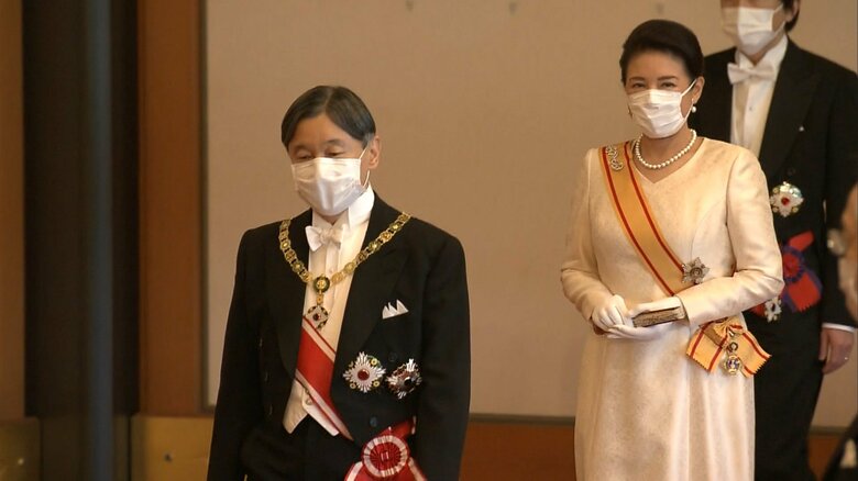 今年の新年祝賀の儀の様子。女性皇族方は3年連続でティアラの着用を控えられた。
