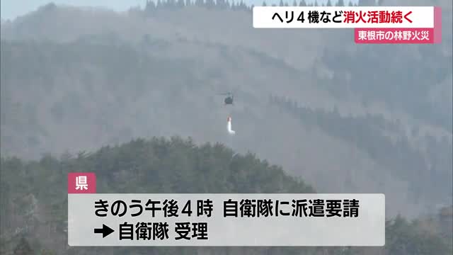 東根市の林野火災・延焼続く　山形・東根市