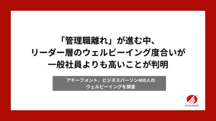 「管理職離れ」が進む中、リーダー層のウェルビーイング度合いが一般社員よりも高いことが判明