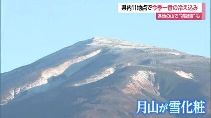 山形県内・今シーズン1番の冷え込み　“初冠雪”も