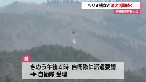 東根市の林野火災・延焼続く　山形・東根市