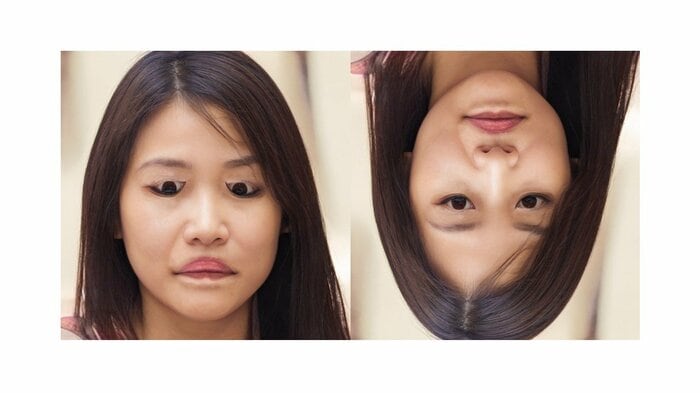 サッチャー錯視の例。画像は左右同じもの(四天王寺大学・藏口佳奈さん)