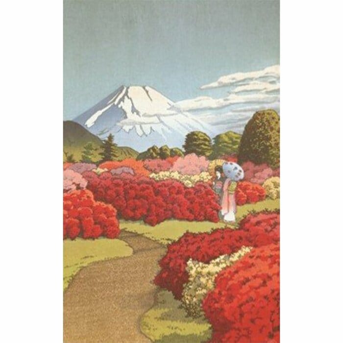 当時の庭園の版画 作:川瀬巴水(1935年) (提供:山のホテル)
