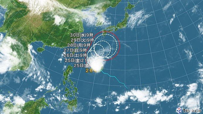 台風26号の進路予想図(日本気象協会tenki.jpより)