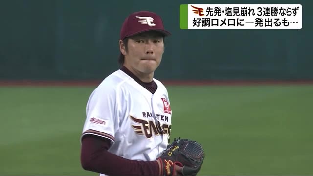 楽天イーグルス 先発・塩見崩れ 3連勝ならず ロッテ6連戦3戦目