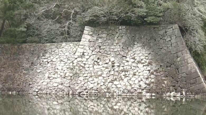 名古屋城の石垣や木々が“真っ白”に 犯人は「カワウ」お堀のボラ狙った大群が落とす大量のフン 貴重な文化財の石垣は洗浄困難|FNNプライムオンライン