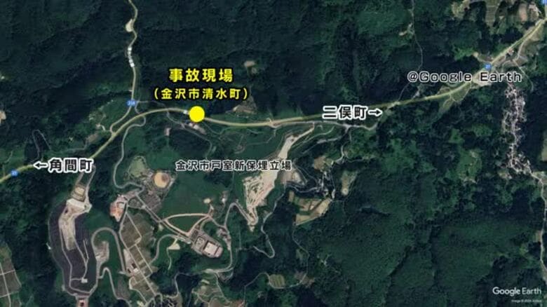 未明の金沢市で富山県の18歳会社員が運転の車が崖下に転落し死亡｜FNNプライムオンライン