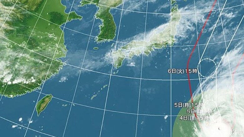 台風27号の進路予想図　日本気象協会 tenki.jpより