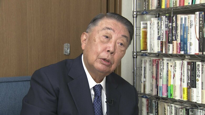 取材に答える大島理森元衆院議長