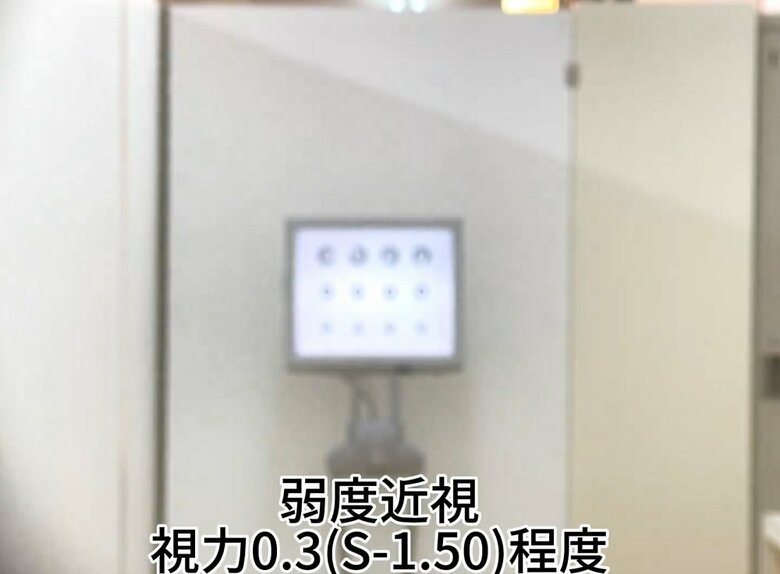 視力0.3の見え方（提供：坂田頼彦店主）