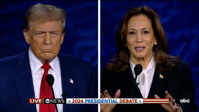 アメリカ大統領選挙で初の討論会に臨んだトランプ氏とハリス氏