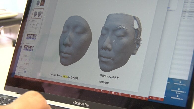 今西教授のモンタージュと本人の顔をスキャンした画像