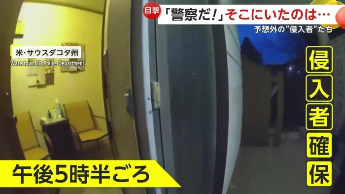 慎重に住宅に突入する警察官