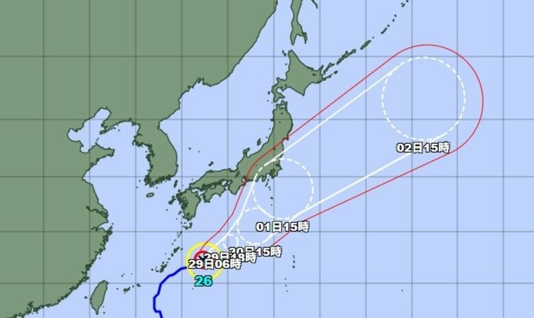 【台風情報】台風第26号の最新進路と影響は？秋雨前線の動きにも注目　気象予報士「千葉県を中心に1日は警報級の大雨のおそれ」｜FNNプライムオンライン