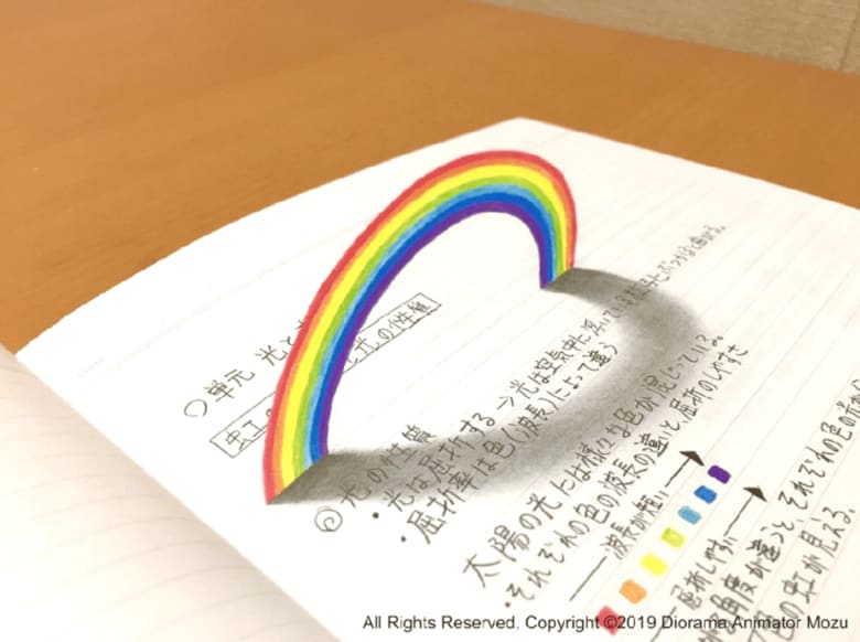 ノートに立体的な虹⁉ “トリックノート”ベスト版が楽しい…どうやって描いている？｜FNNプライムオンライン