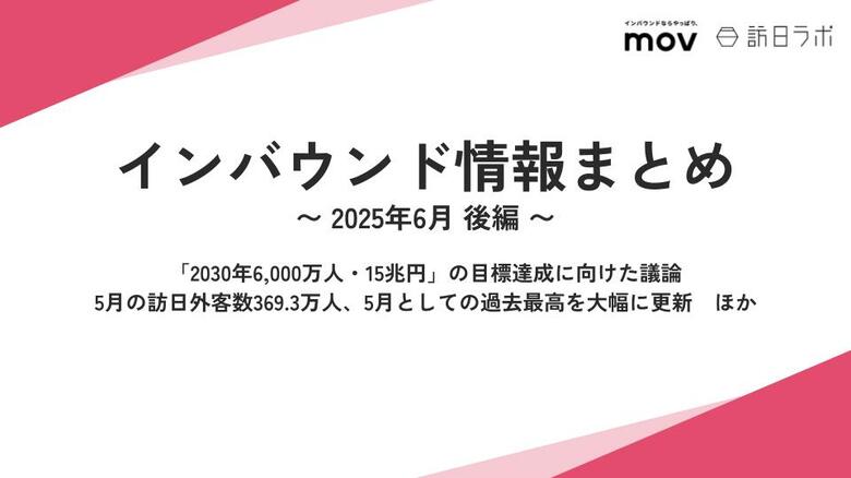 「2030年6,000万人・15兆円」の目標達成に向けた議論 :観光・インバウンドの最新動向がわかる!インバウンド情報まとめ「2025年6月後編」を訪日ラボが公開