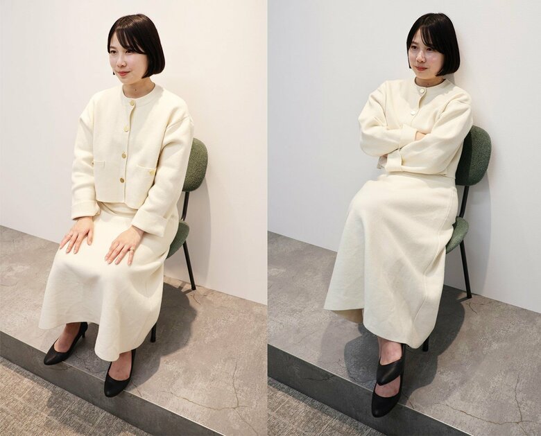 座って話す姿勢のOK例（左）とNG例