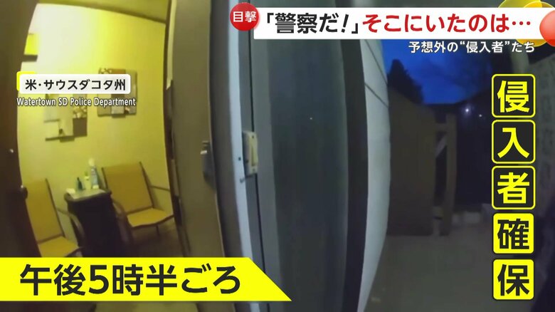 慎重に住宅に突入する警察官