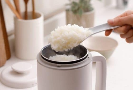 蓋は回転式で炊飯中はロックされる（出典：エレコム）