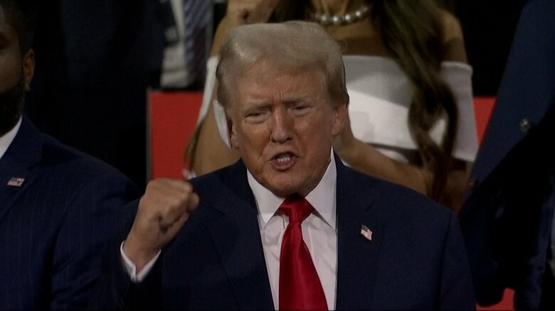 15日、ウィスコンシン州ミルウォーキーで行われた共和党大会に出席したトランプ氏