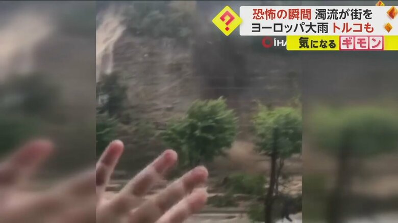 土砂崩れが発生し、男性がのみ込まれる瞬間②