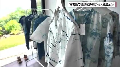 宮古島で琉球藍の魅力伝える展示会　豪雨被害に負けず作品広める