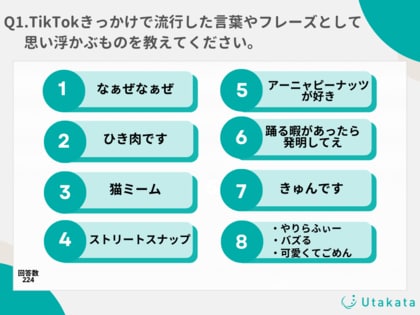 【調査結果】TikTokきっかけの流行語・フレーズとして思い浮かぶのは「なぁぜなぁぜ」!猫ミームはZ世代に根強い人気
