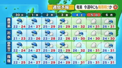 かごしま天気速報（6/29）30日は九州南部で激しい雨が降る恐れ