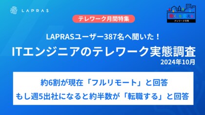 【ITエンジニアのリモートワークの実態調査】LAPRASユーザーのITエンジニアの約6割はフルリモートワーク実施