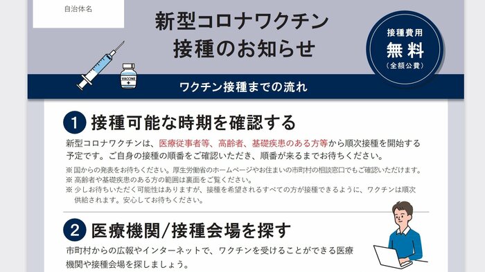 ワクチン接種までの流れ(出典:厚生労働省)