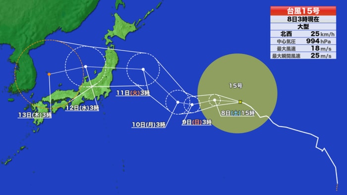 台風15号の進路予想