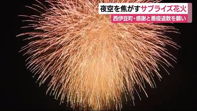 夜空を彩るサプライズ花火 住民への感謝と悪疫退散を願い 静岡・西伊豆町