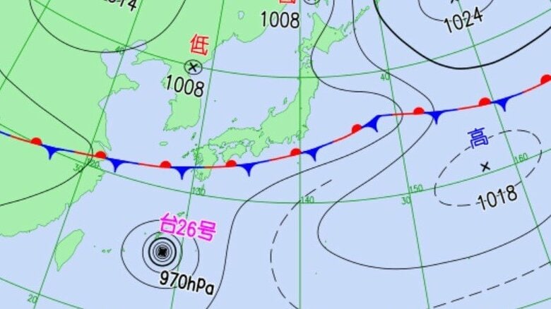 【台風情報】台風26号の今後の進路予想　29日にかけて沖縄地方や奄美地方に接近する見込み　その後は本州の南を進む予想　秋雨前線の活動が活発化する恐れ　27日は九州で大雨災害に警戒｜FNNプライムオンライン