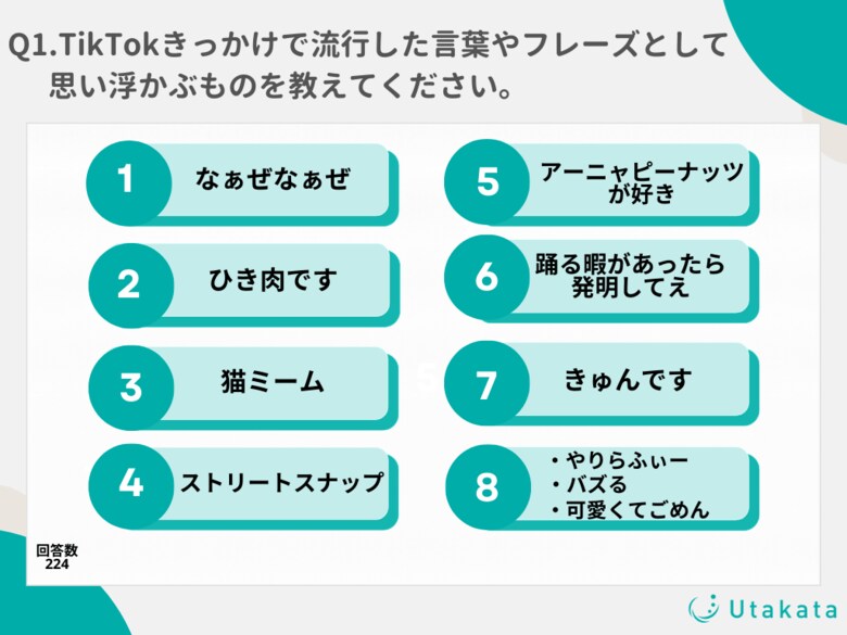 【調査結果】TikTokきっかけの流行語・フレーズとして思い浮かぶのは「なぁぜなぁぜ」!猫ミームはZ世代に根強い人気