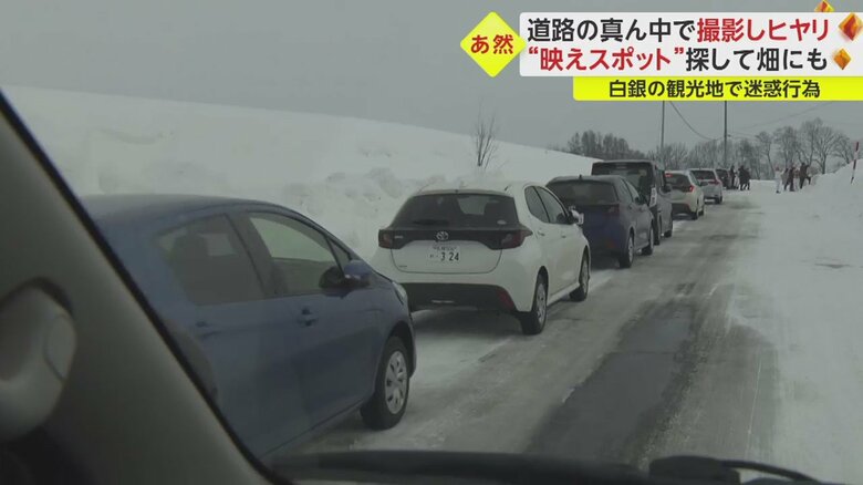 道路脇にズラリと並ぶ“迷惑駐車”