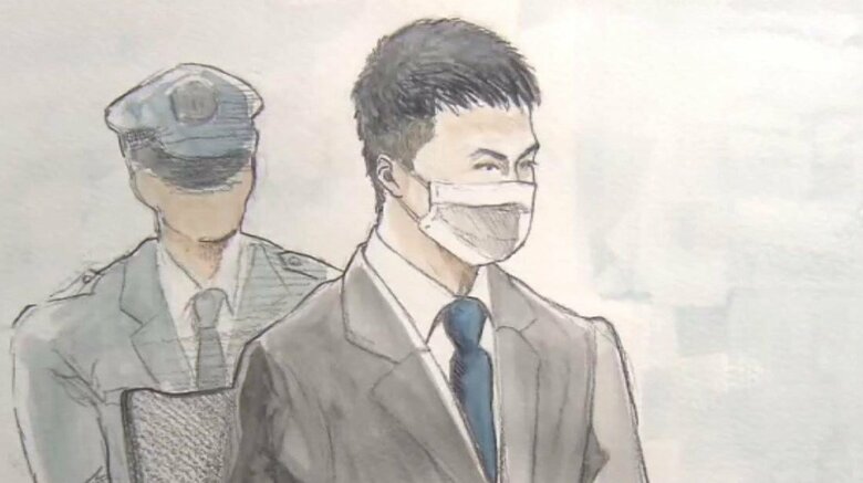 西光勝被告（2月17日 法廷内イラスト）