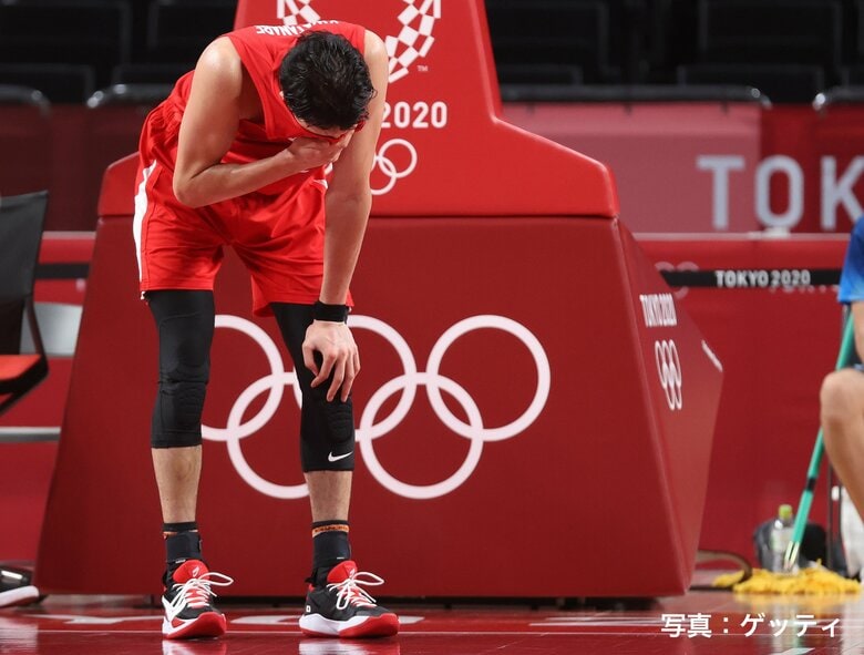 東京五輪・予選リーグで日本敗退が決まった直後の渡邊雄太（2021年8月、さいたまスーパーアリーナ）