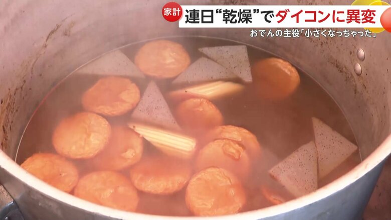 ダシがしみ込んだ大根が入ったアツアツのおでん