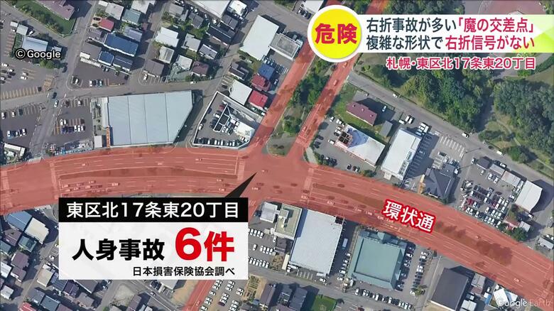 事故があった交差点