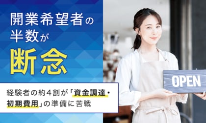 開業希望者の半数が「断念」。経験者の約4割が「資金調達・初期費用」の準備に苦戦