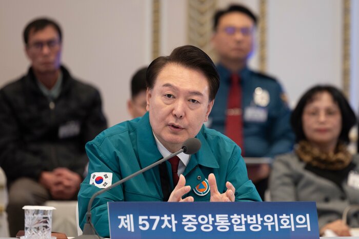 韓国・中央統合防衛会議で発言する尹錫悦大統領 提供:韓国大統領府