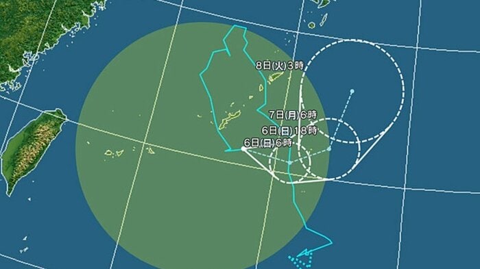 台風24号の進路予想図　日本気象協会より